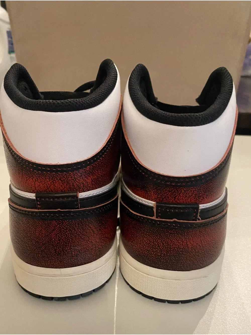 Jordan Men’s High-Top Sneakers in White, Black & Red Infrared Wear Away Sz 10.5
